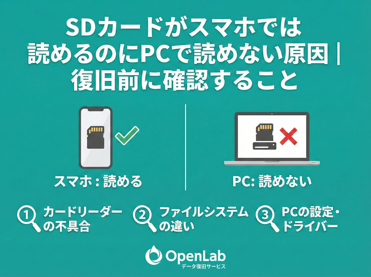 SDカードがスマホで読めるのにPCで認識しない原因と対処法｜フォーマットはNG
