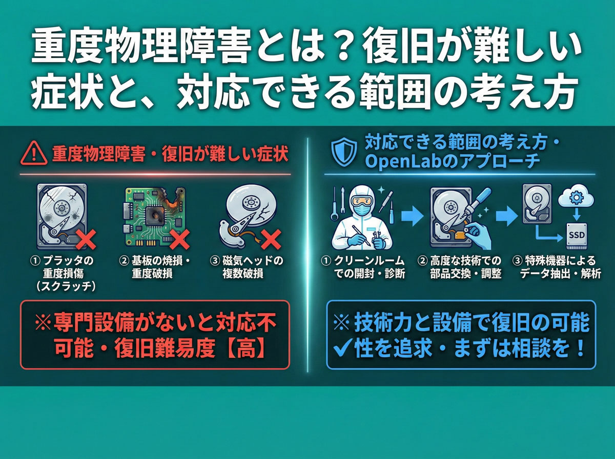 重度物理障害とは？復旧が難しい症状と、対応できる範囲の考え方