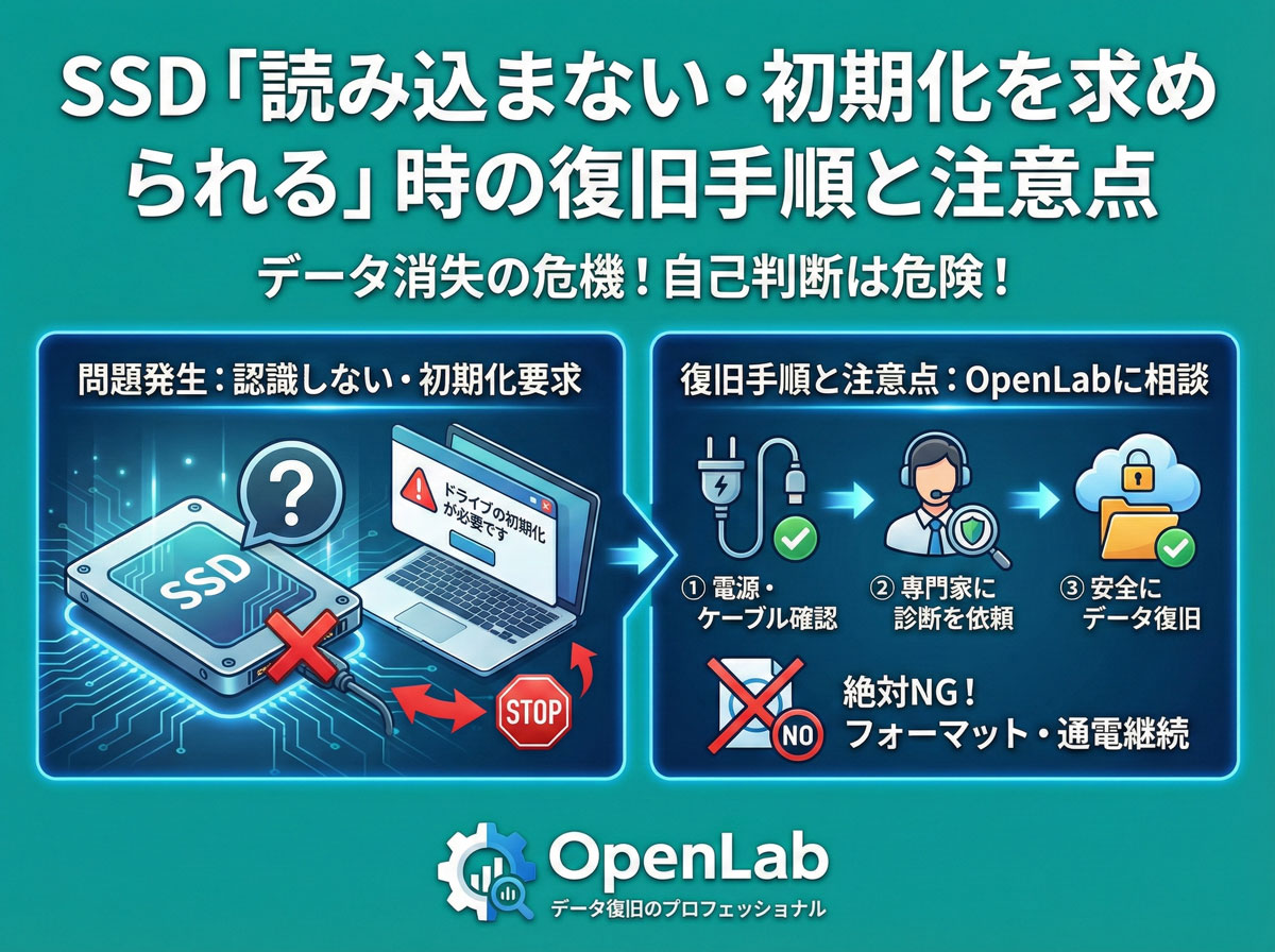 SSD「読み込まない・初期化を求められる」時の復旧手順と注意点