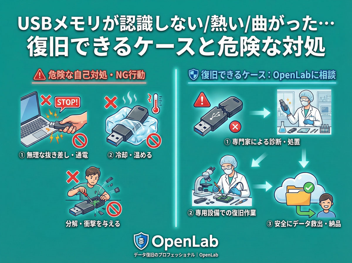 USBメモリが認識しない／熱い／曲がった…復旧できるケースと危険な対処