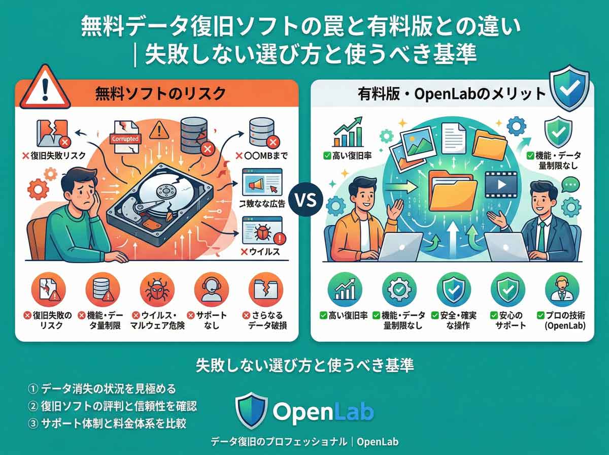 無料データ復旧ソフトの罠と有料版との違い｜失敗しない選び方と使うべき基準