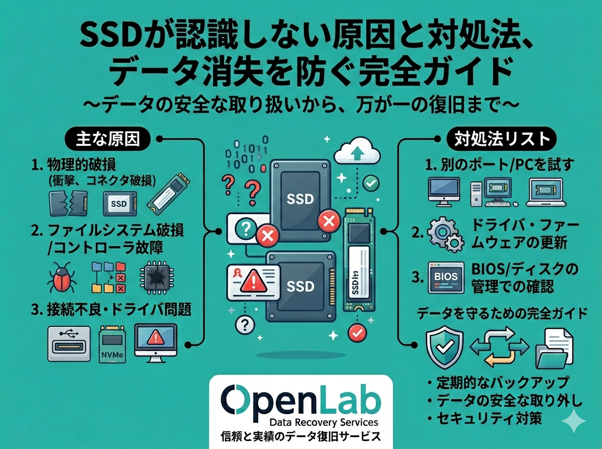 SSDが認識しない原因と対処法、データ消失を防ぐ完全ガイド